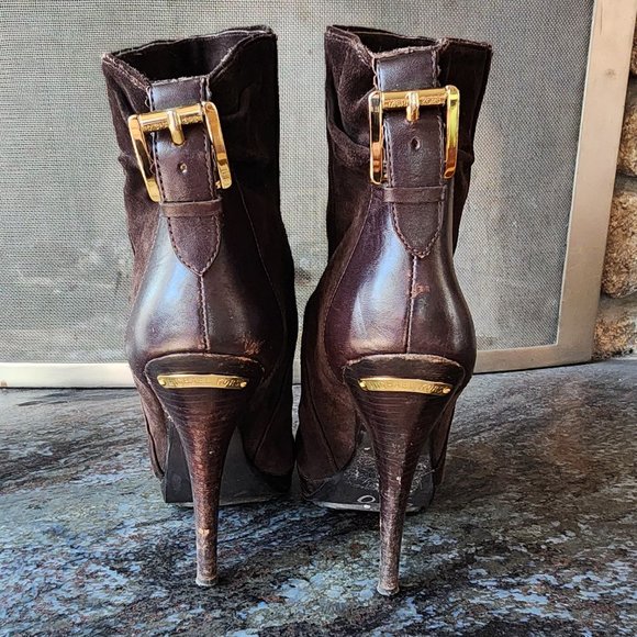 Michael Kors Brown Suede High Heeled Ankle Booties Size 8M - Picture 11 of 15